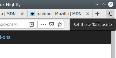 Screenshot of the tab bar button of the Set Aside Firefox addon